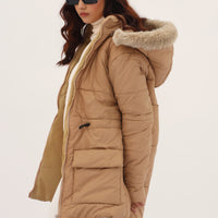 Alaska NEO Soft Puffer Jacket with Fur Hoodie (Tan)