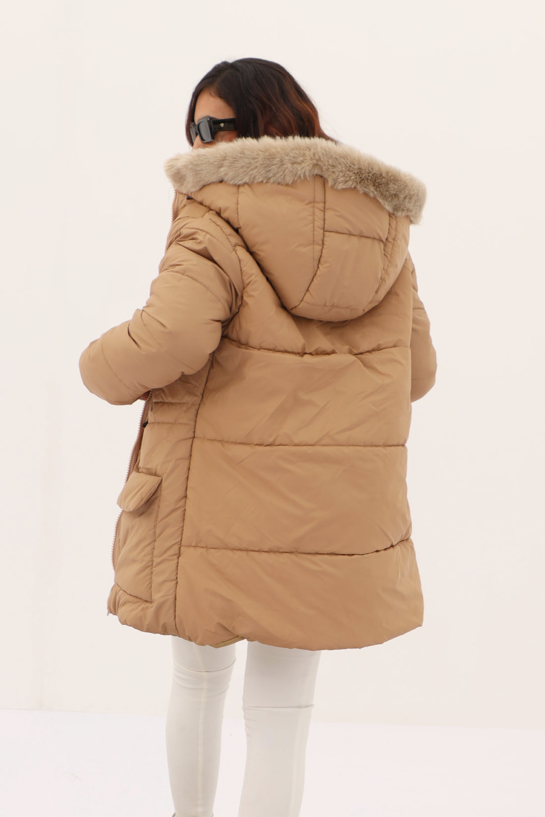 Alaska NEO Soft Puffer Jacket with Fur Hoodie (Tan)