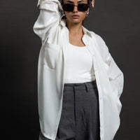 Rihana neo button shirt white