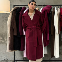 JUNO BELTED COAT CHERRY
