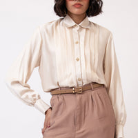 Plissé Button Up Shirt Off White