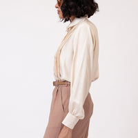 Plissé Button Up Shirt Off White