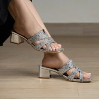 Cordoba Block Heel Silver (Ship in 10 Days)