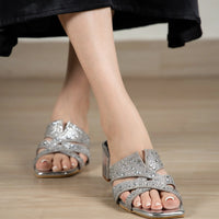 Cordoba Block Heel Silver (Ship in 10 Days)