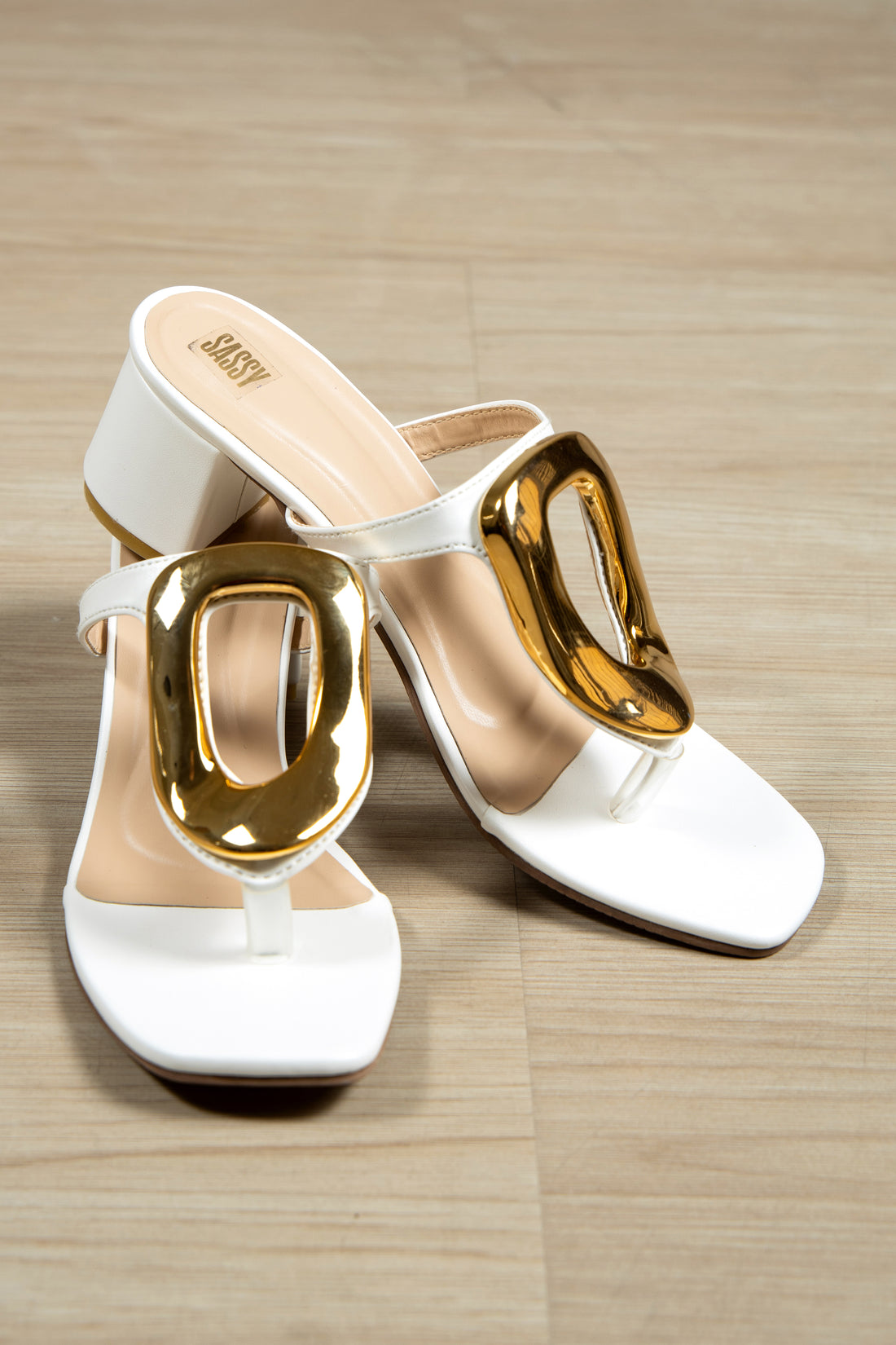 Nina Block Heel White