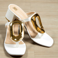 Nina Block Heel White