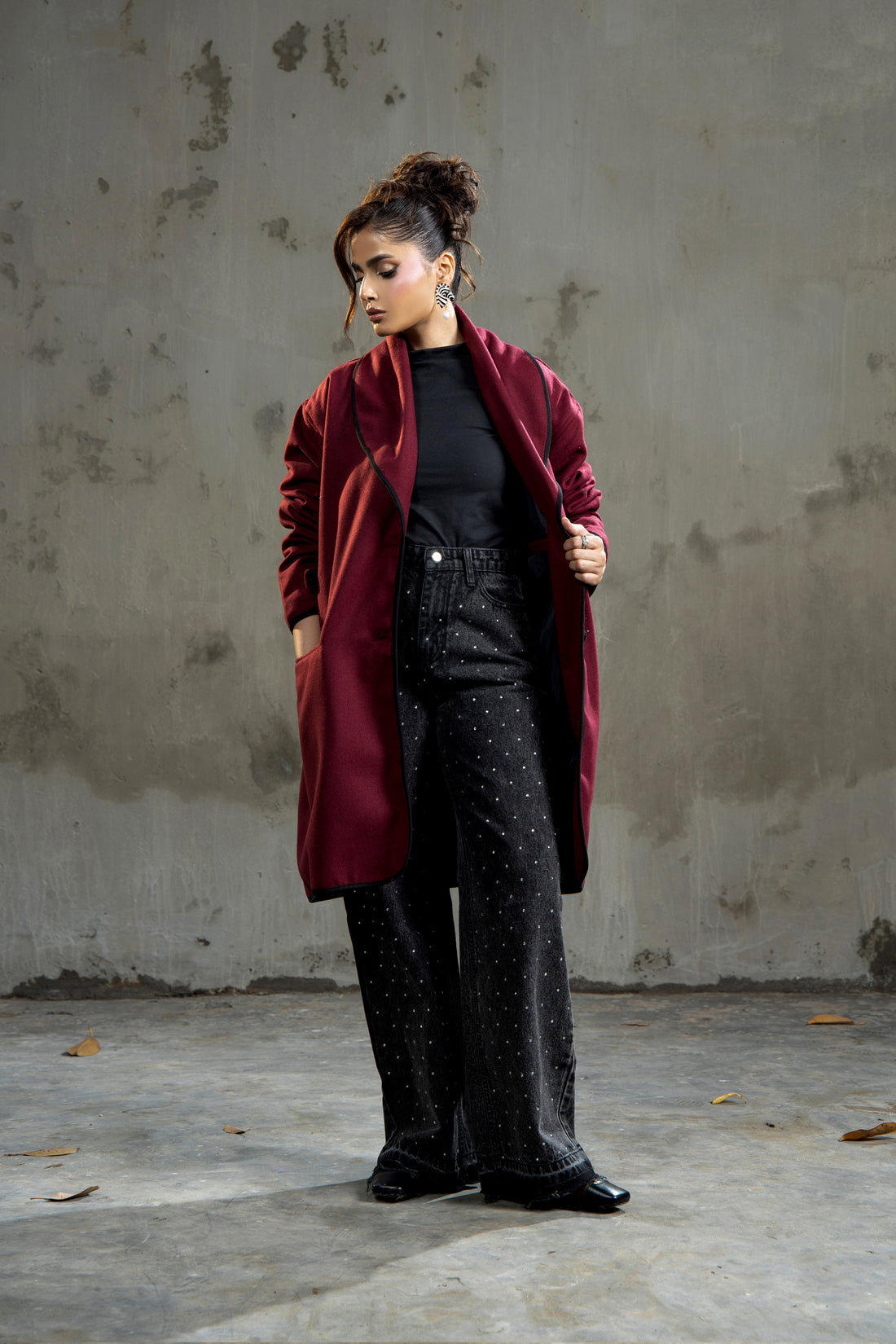 Melia Woolen Coat Cherry