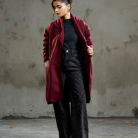 Melia Woolen Coat Cherry