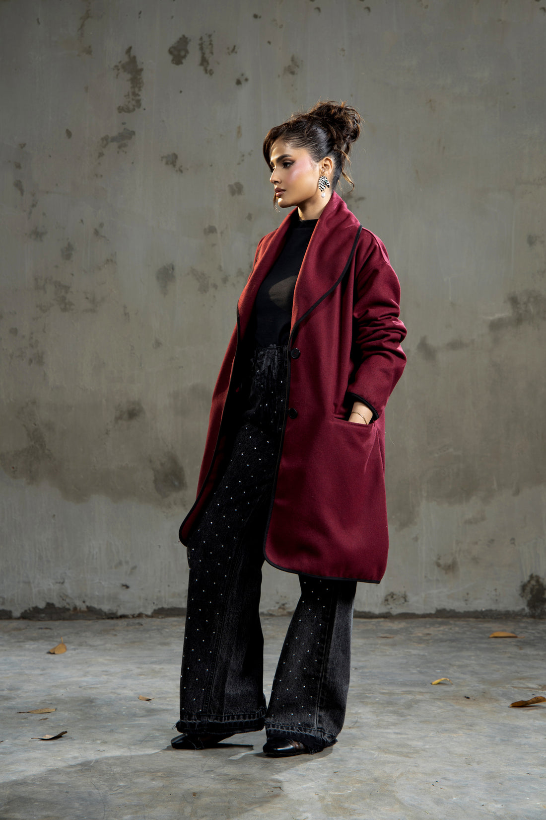 Melia Woolen Coat Cherry