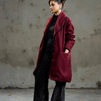 Melia Woolen Coat Cherry