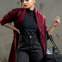 Melia Woolen Coat Cherry