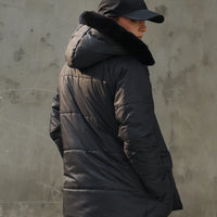 Snuggle puffer jacket with fur Hoodie black