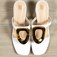 Nina Block Heel White