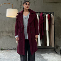 Vienna Teddy Coat Cherry