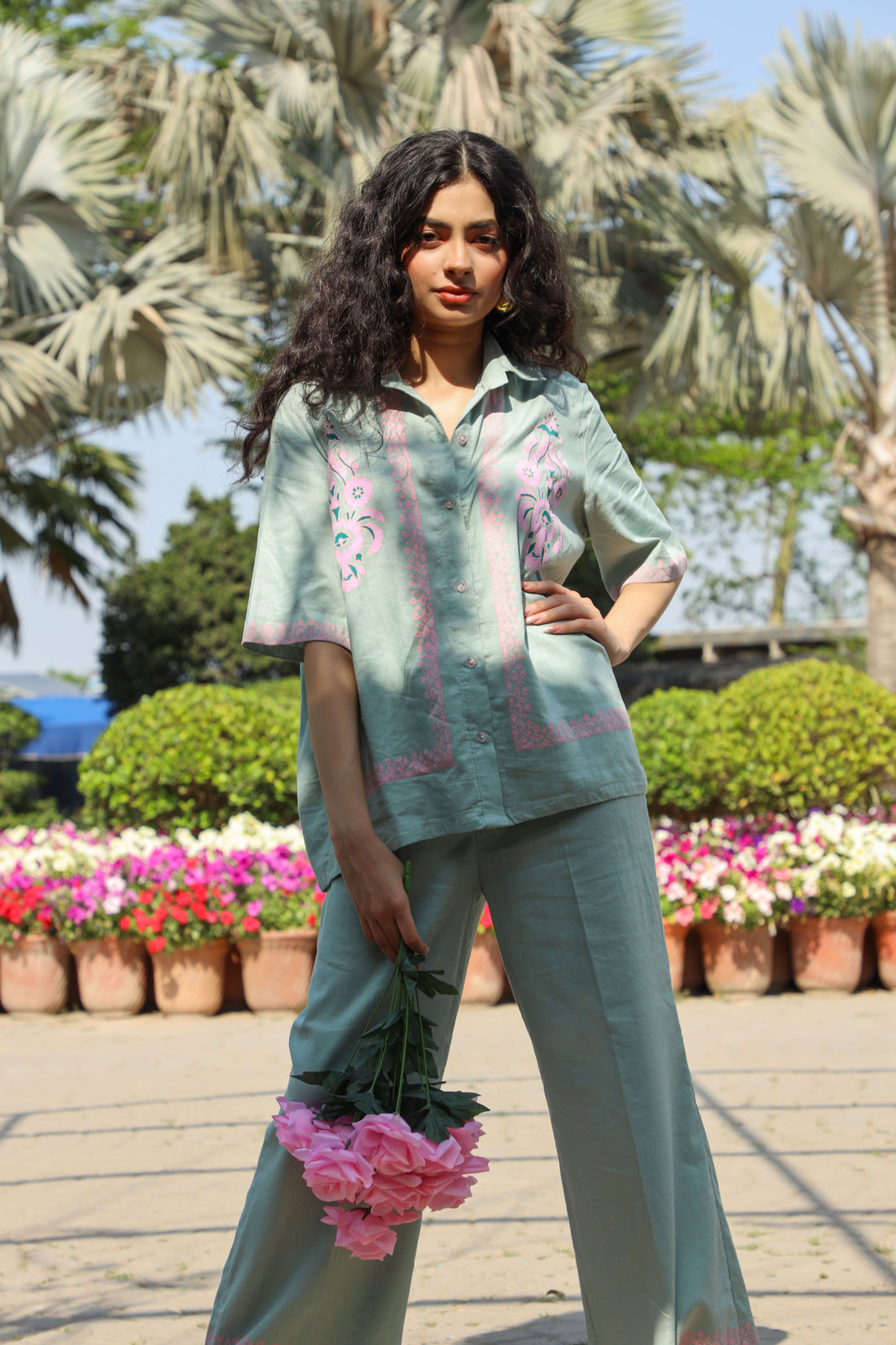 Rouge Block Printed Set Sage Green