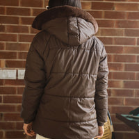 Zino puffer jacket with fur Hoodie brown