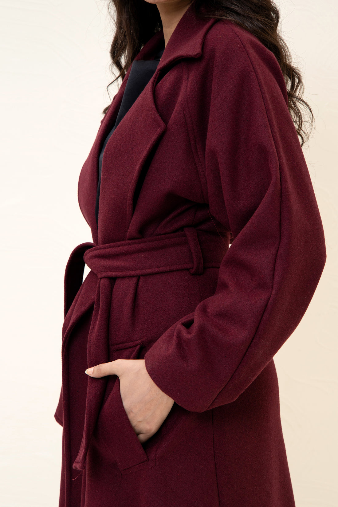 JUNO BELTED COAT CHERRY