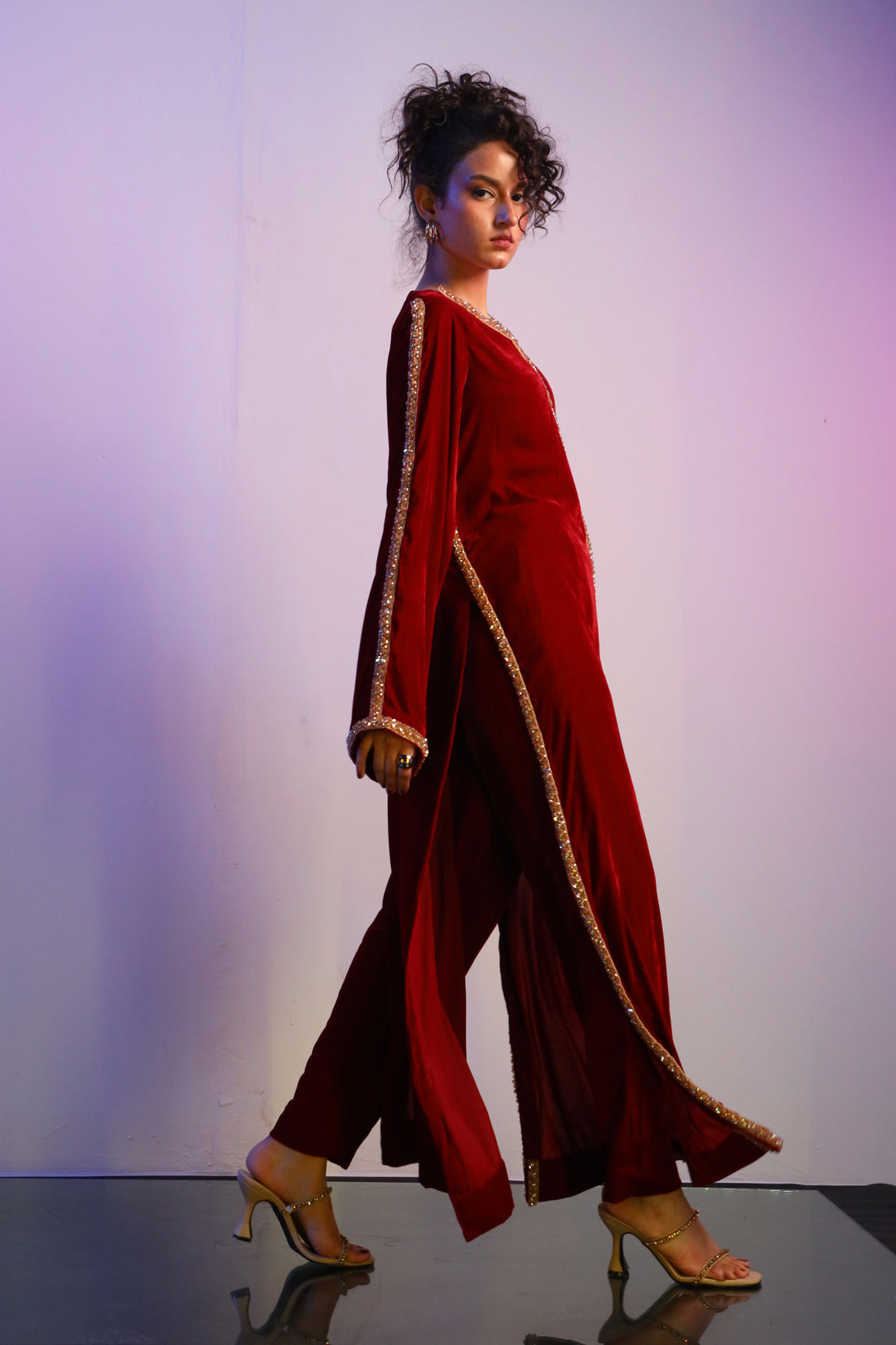 Maleficent Long 2pc Dress Maroon