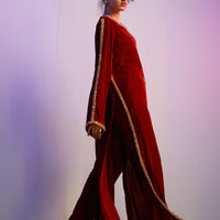 Maleficent Long 2pc Dress Maroon