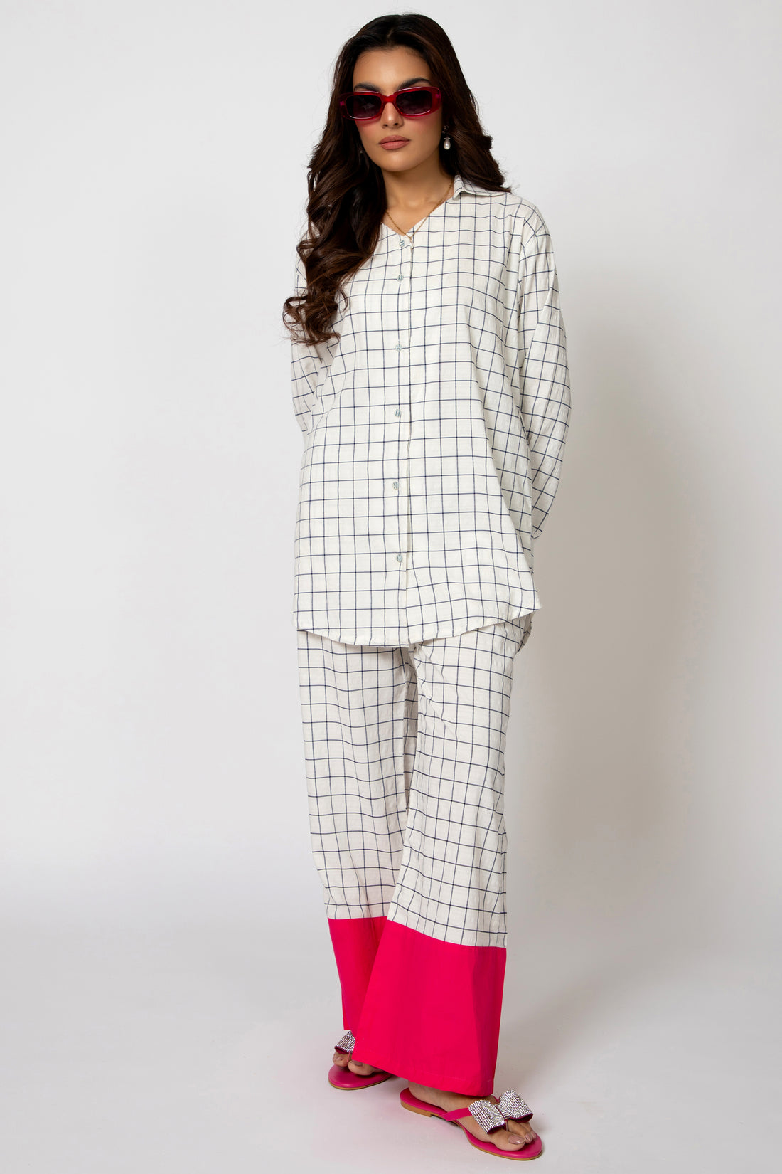Color Pop Check Set Fuchsia
