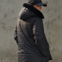 Zino puffer jacket with fur Hoodie black