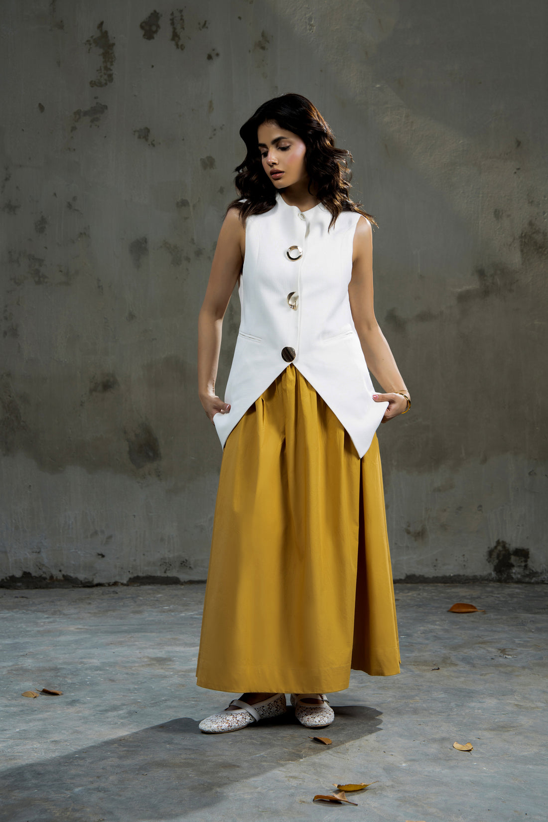 Archie Flared Skirt Khaki
