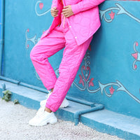 Kale Puffer pants hot pink
