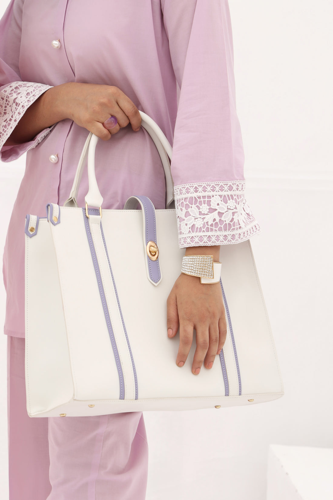 Tokyo Tote Bag White n Lilac