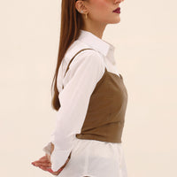 Quinn Leather Corset Coffee
