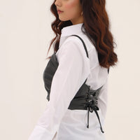 Quinn Leather Corset Black