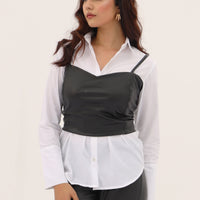 Quinn Leather Corset Black