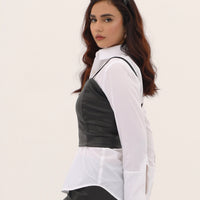Quinn Leather Corset Black