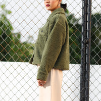 Fuzzy Flannel Button Up Olive