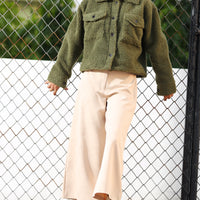 Fuzzy Flannel Button Up Olive