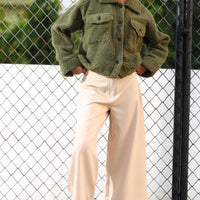 Fuzzy Flannel Button Up Olive