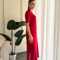 kaira long shirt dress Red