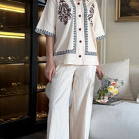 cascade Block Printed Set Cream