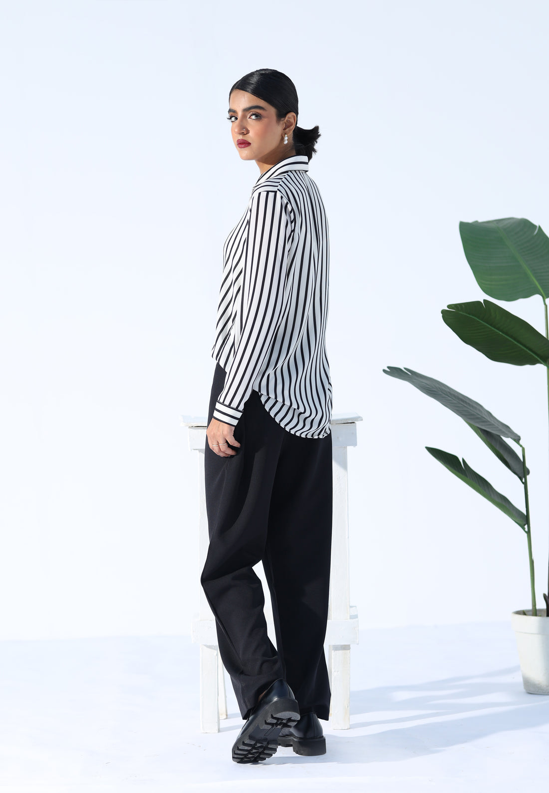 Retro Stripe Button-Up