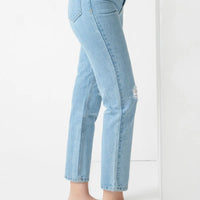 Nora Mid Rise Ripped Jeans Ice Blue
