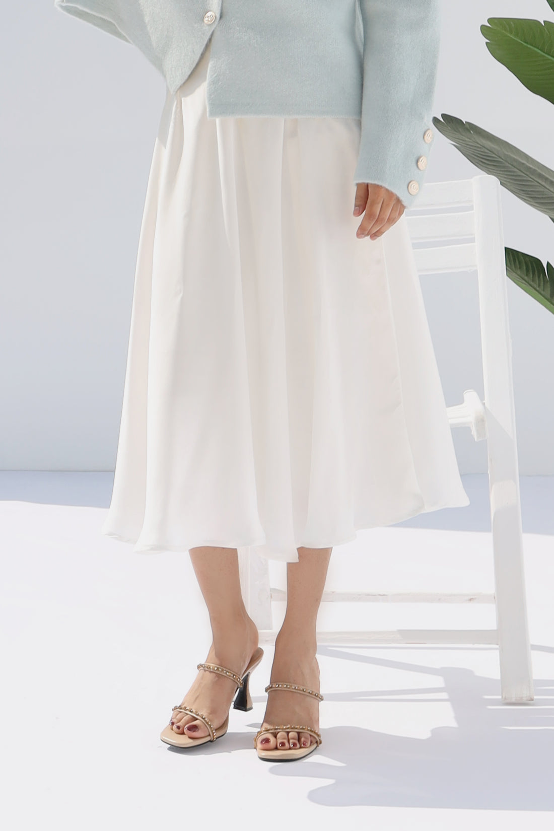 TwirlTide Skirt Pearl White