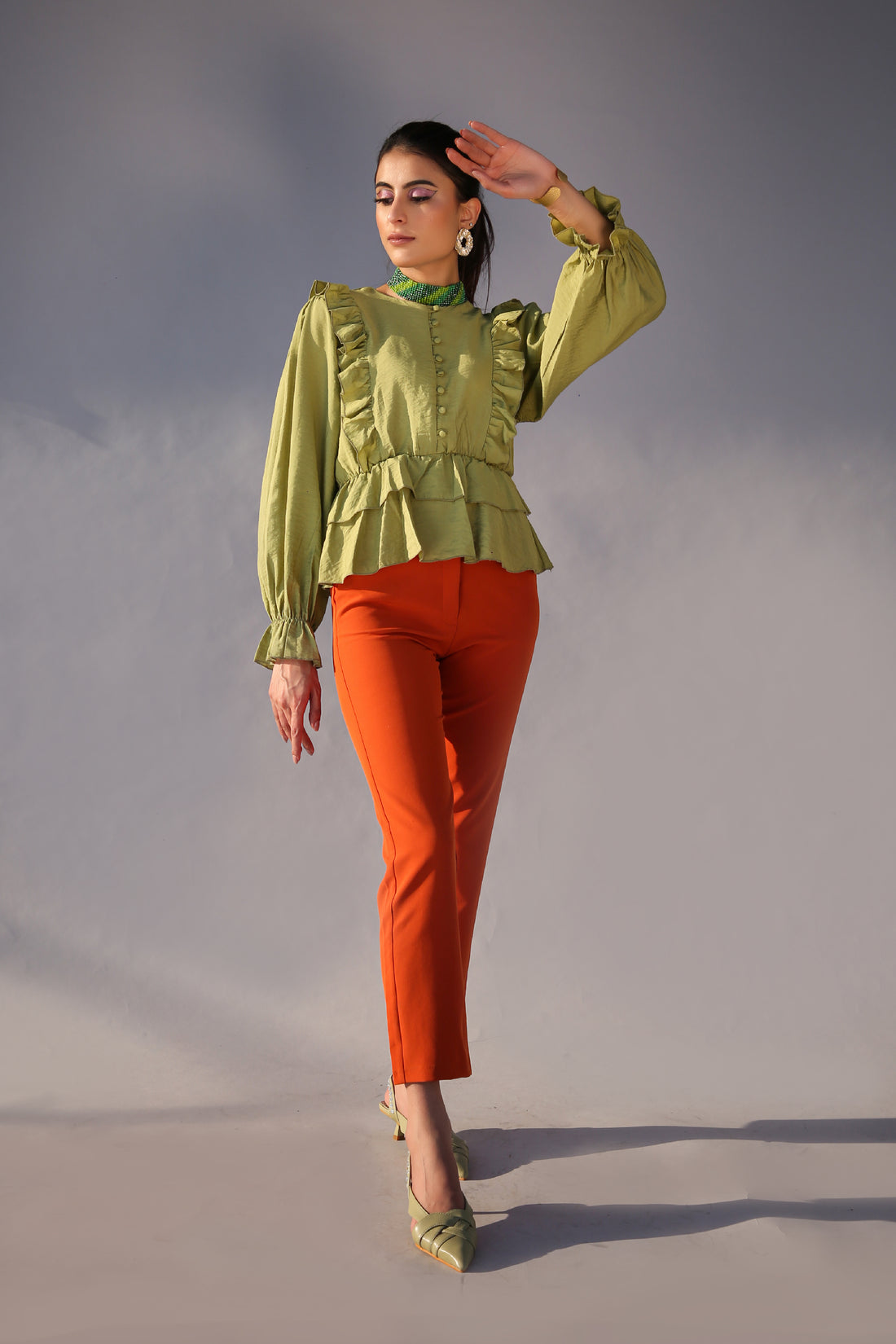 Matcha Frill Top  Green