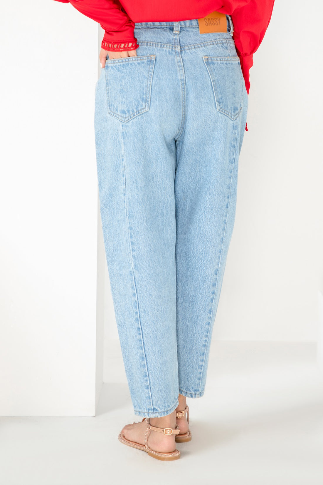 Sassy Original Mom Jeans High Waisted  Light Blue