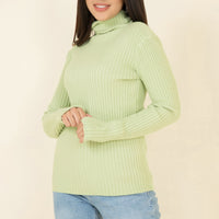 Payton Ribbed Turtleneck Green
