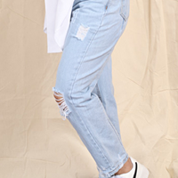 Sassy Ripped Wayfarer High Waisted Light Blue