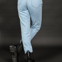 Nora Mid Rise Ripped Jeans Ice Blue