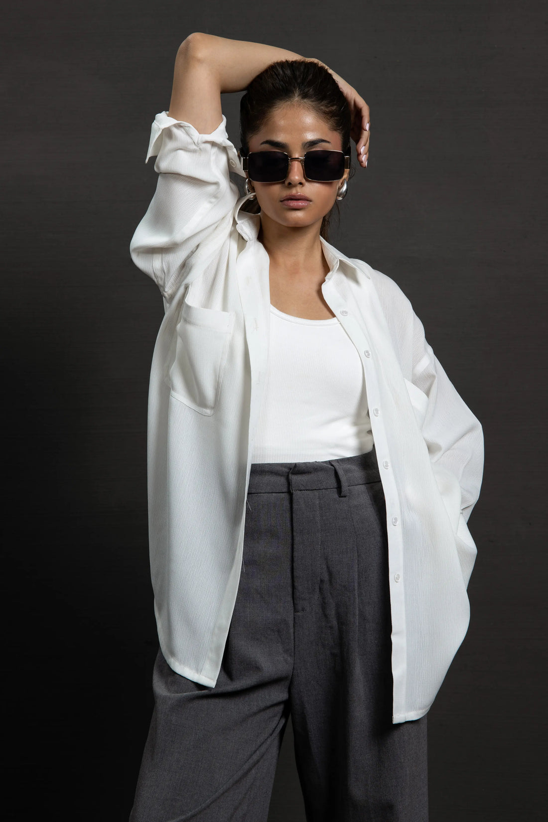 Rihana neo  button shirt white