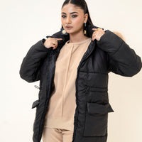 Alaska NEO Soft Puffer Jacket with Fur Hoodie Black