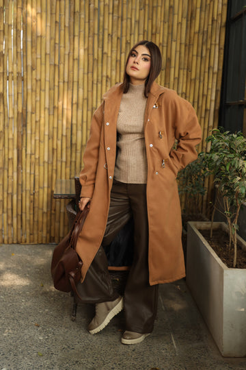 Cavallo Wollen Long Coat Camel