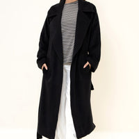 JUNO BELTED COAT- Featherwarm  (BLACK)