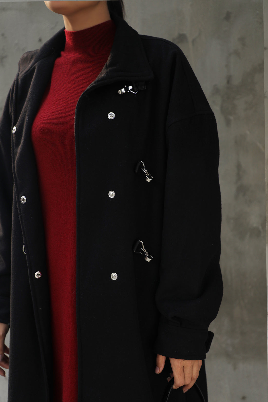 Cavallo Wollen Long Coat  Black